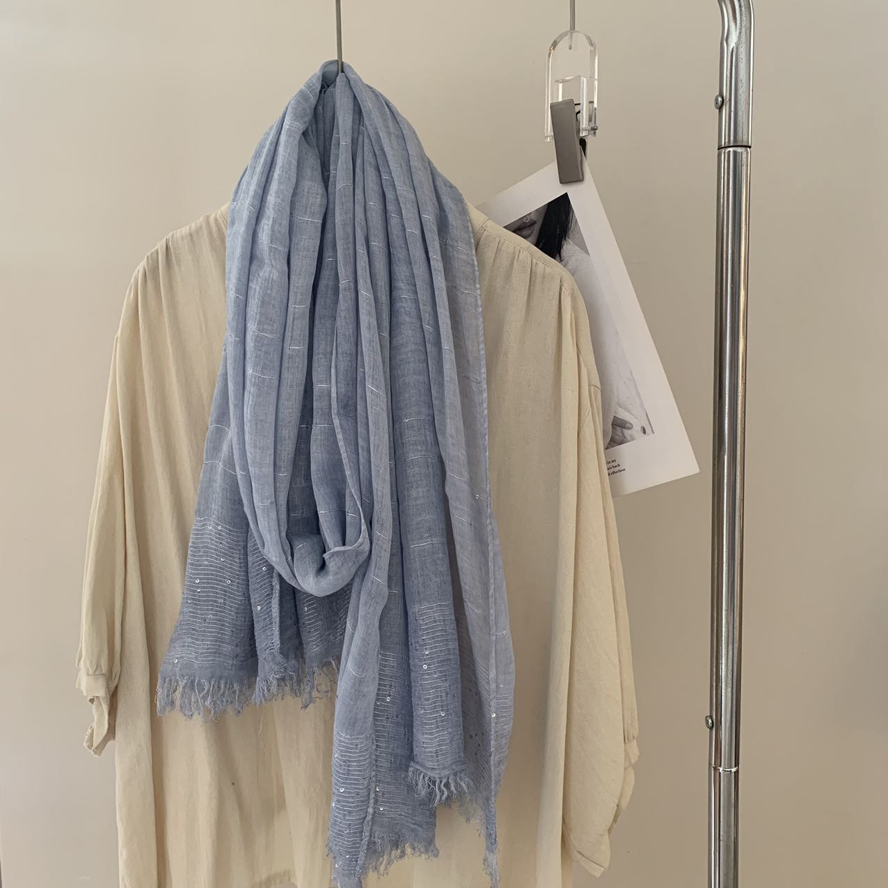 Ladies Beautiful Blue Sequent Scarf