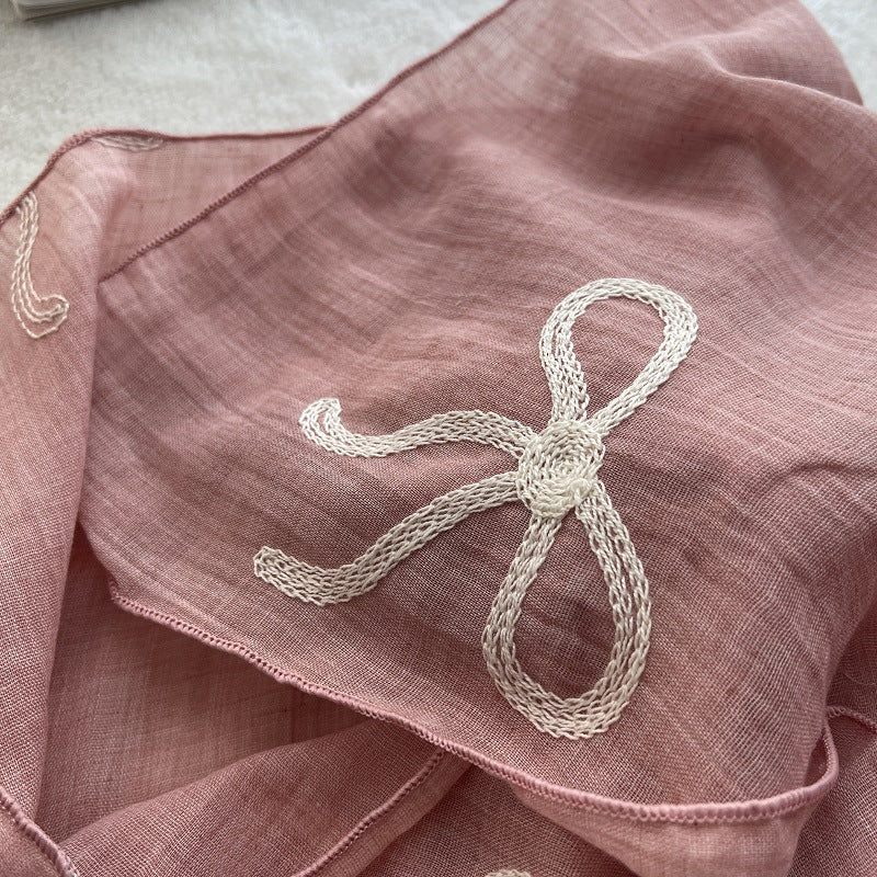 Ladies | Pink with White Bow Scarf