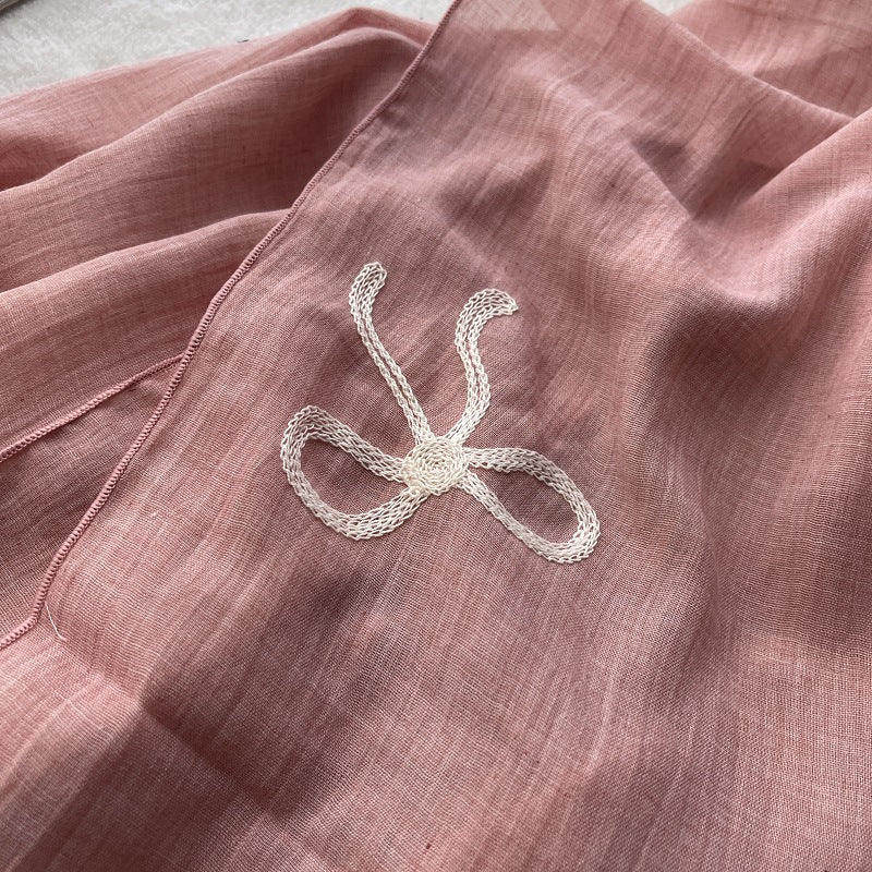 Ladies Pink with White Bow Scarf