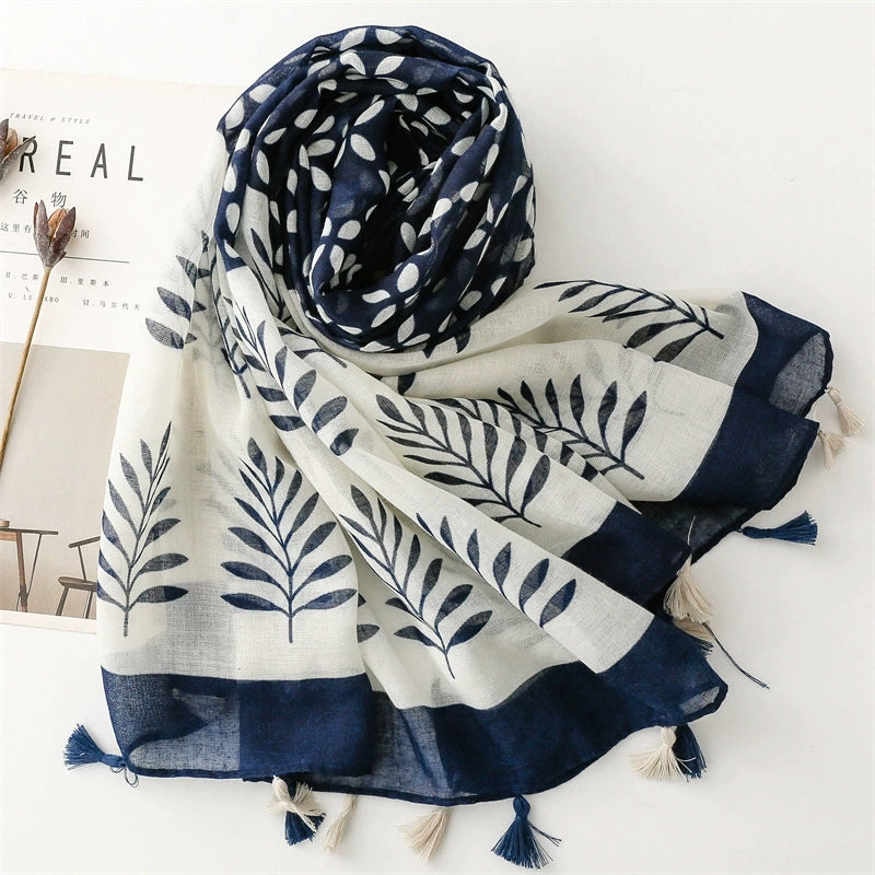 Ladies | Navy & White Tree Scarf