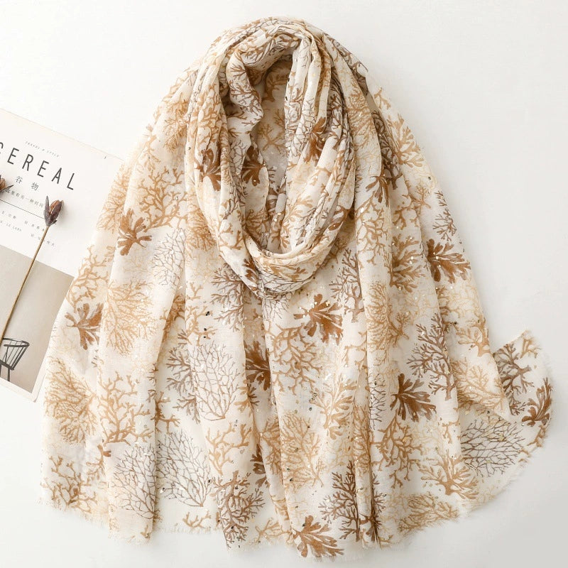 Ladies | Beige Tones Coral Scarf