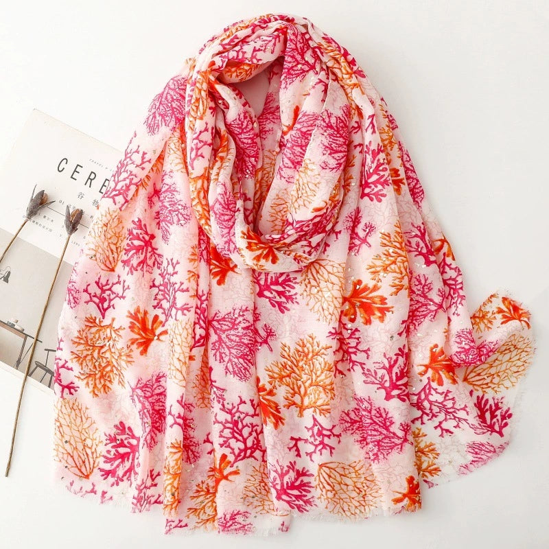 Ladies | Pink & Orange Coral Scarf