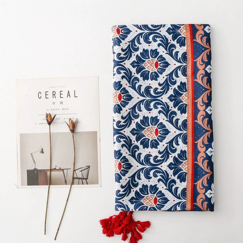 Ladies |Red, Navy and White Flower Scarf