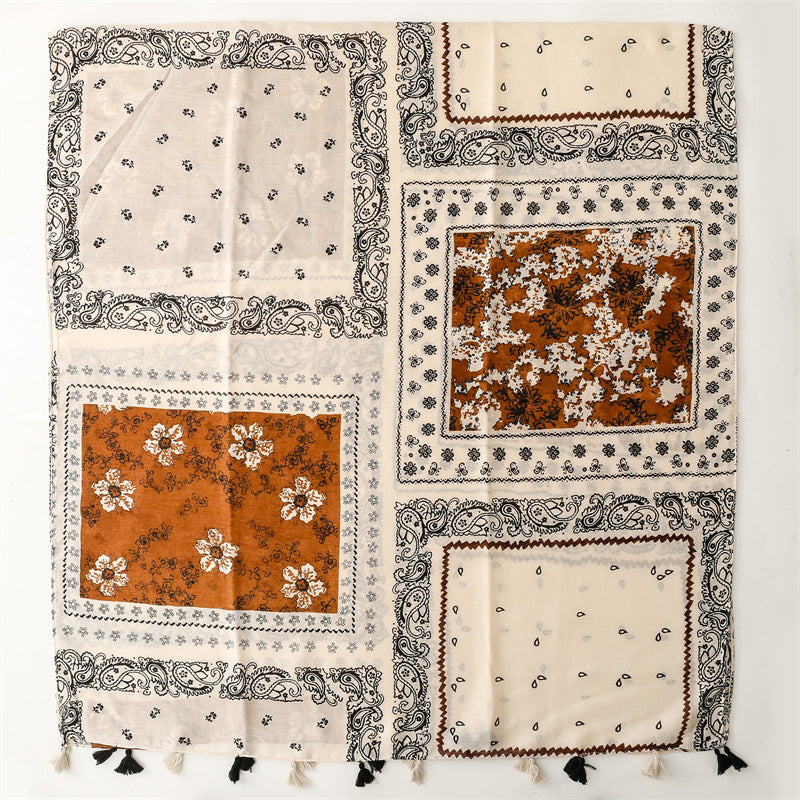 Ladies | Brown, Black & Cream Print Scarf
