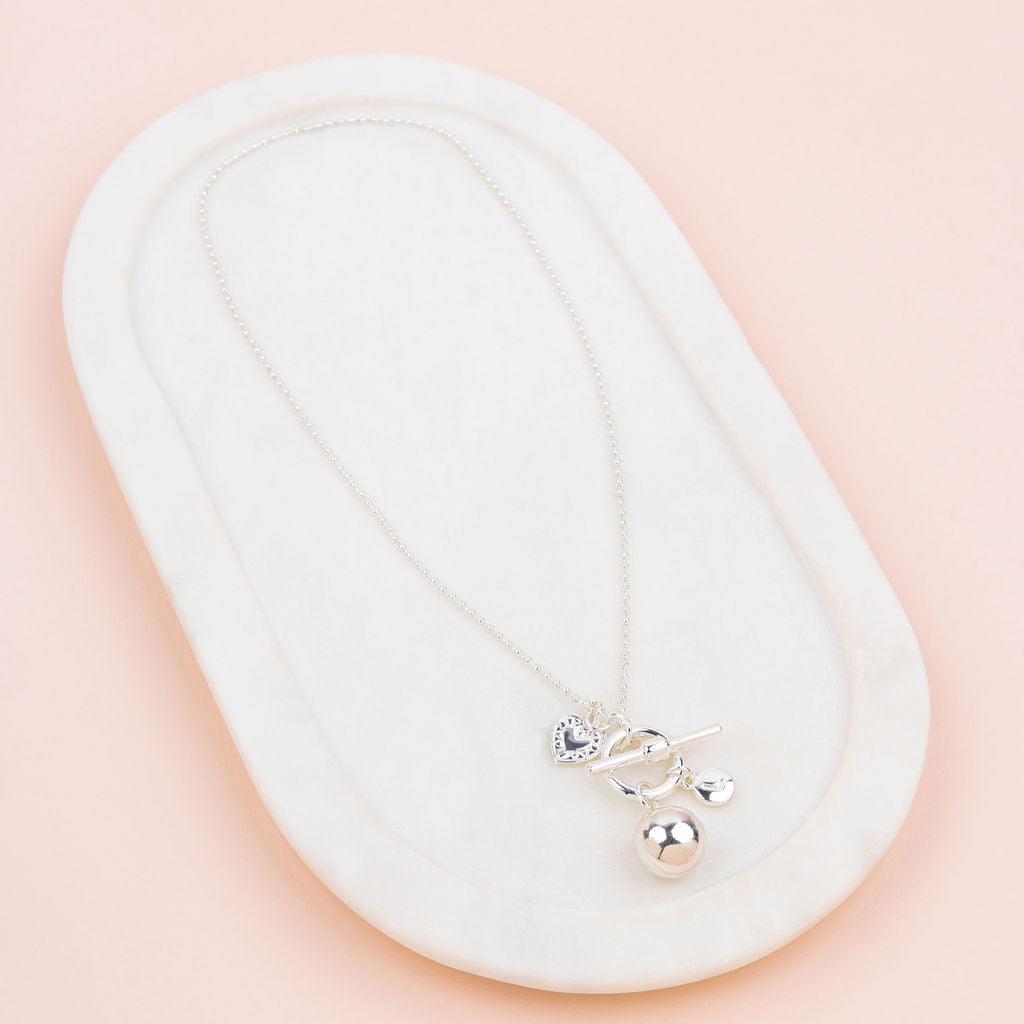 SHORT | Silver Toggle Ball Necklace