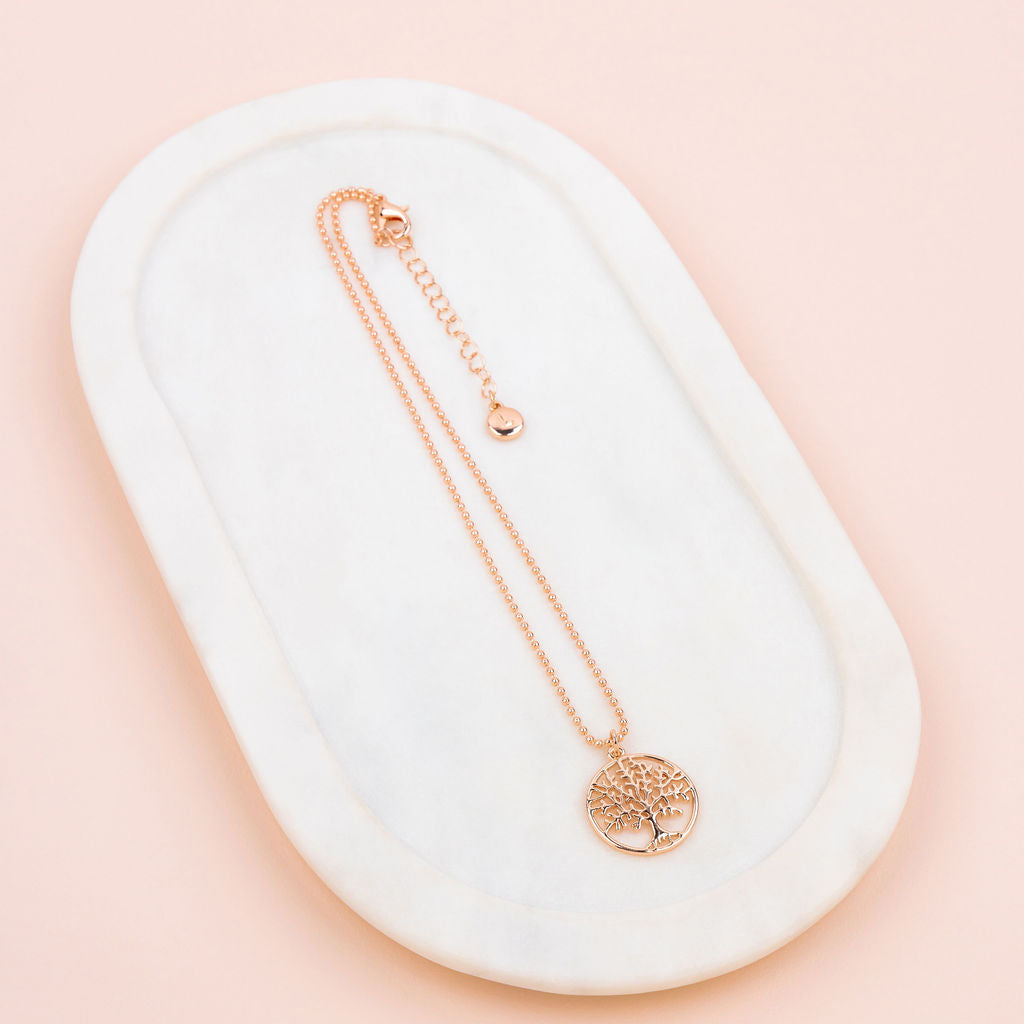 SHORT | Rose Gold Tree Pendant Necklace
