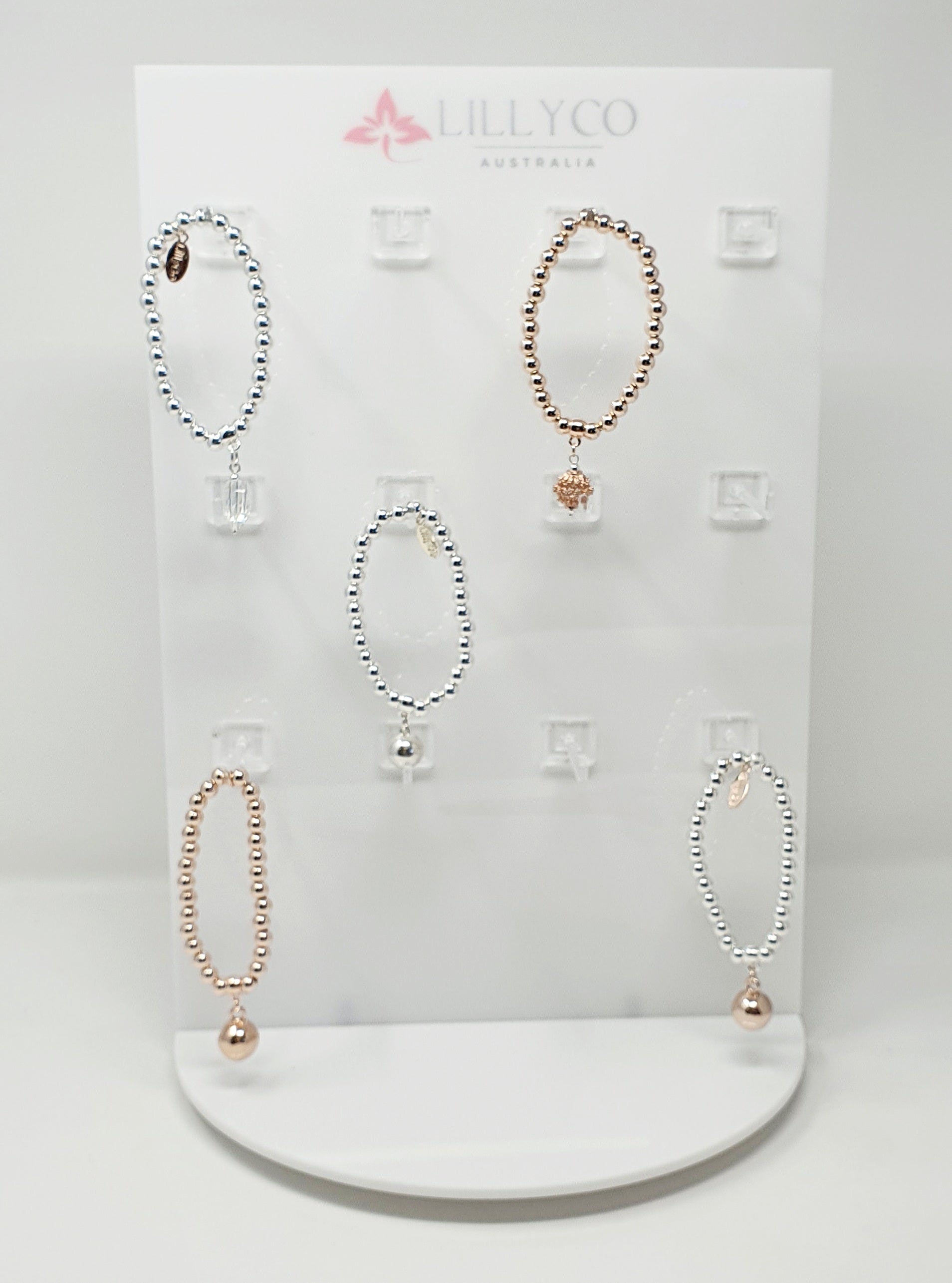 Jewellery Stand | White Acrylic Rotating Double Sided Stand | Branded Lillyco