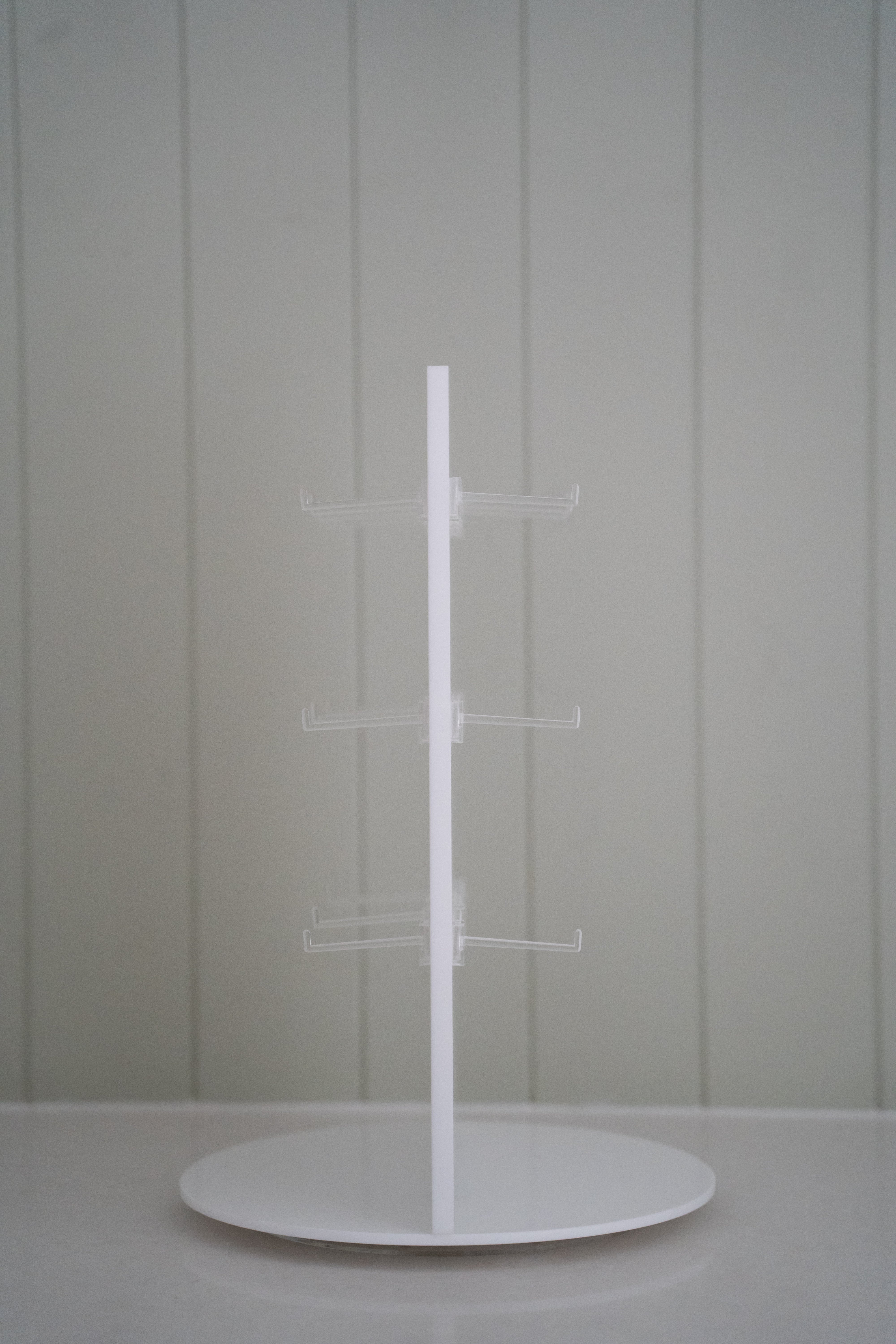 Jewellery Stand | White Acrylic Rotating Double Sided Stand | Branded Lillyco