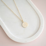 SHORT | Light Gold "LOVE" Disc Necklace