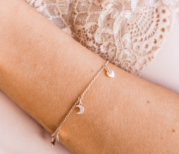 Fine | Rose Gold CZ Charm Bracelet