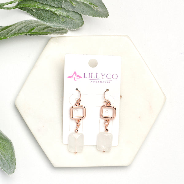 Rose Gold Square Clear Stone Earring