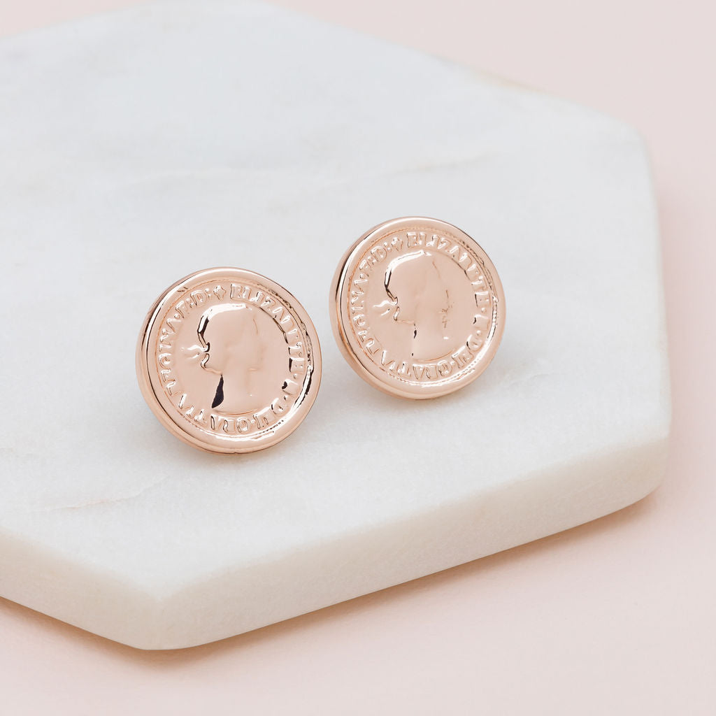 Small Rose Gold Coin Stud Earring | ON ORDER