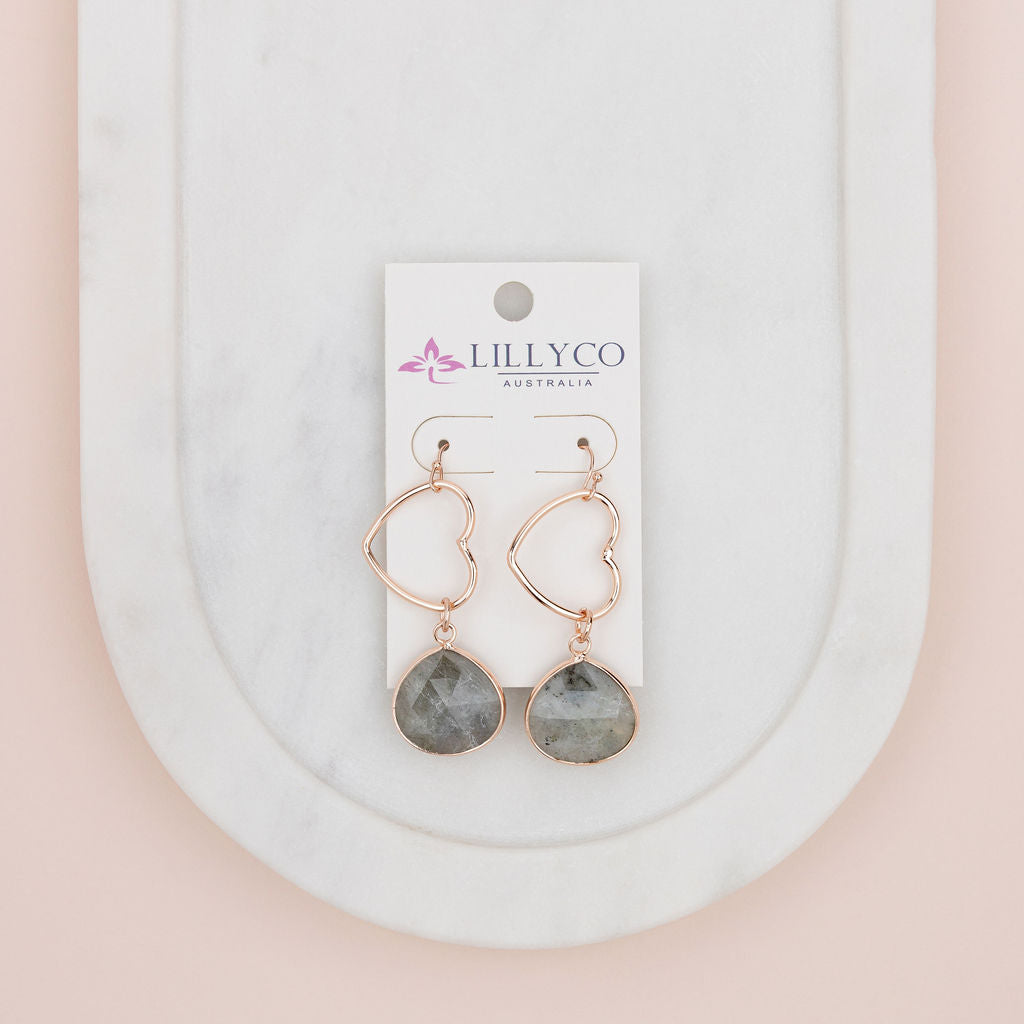 Rose Gold Angle Heart Earring