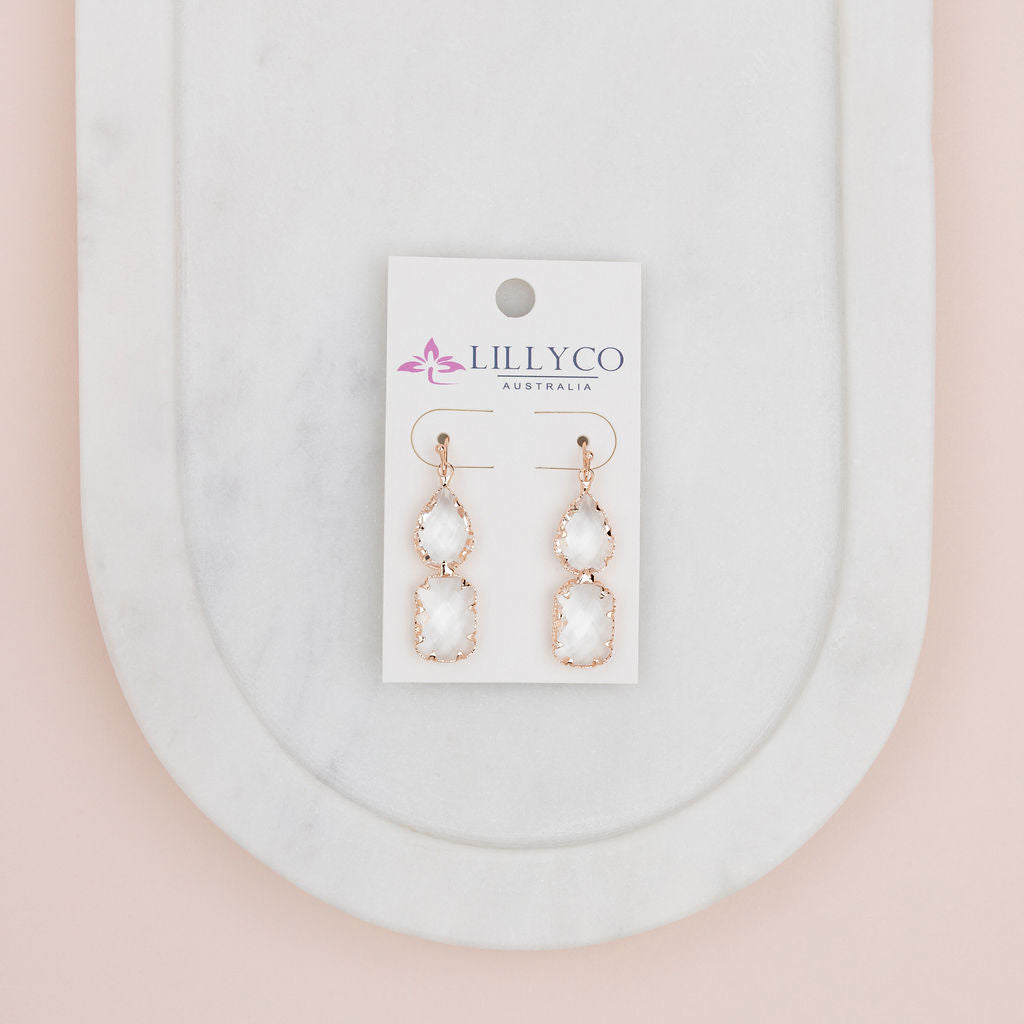 Rose Gold Clear Crystal Earring