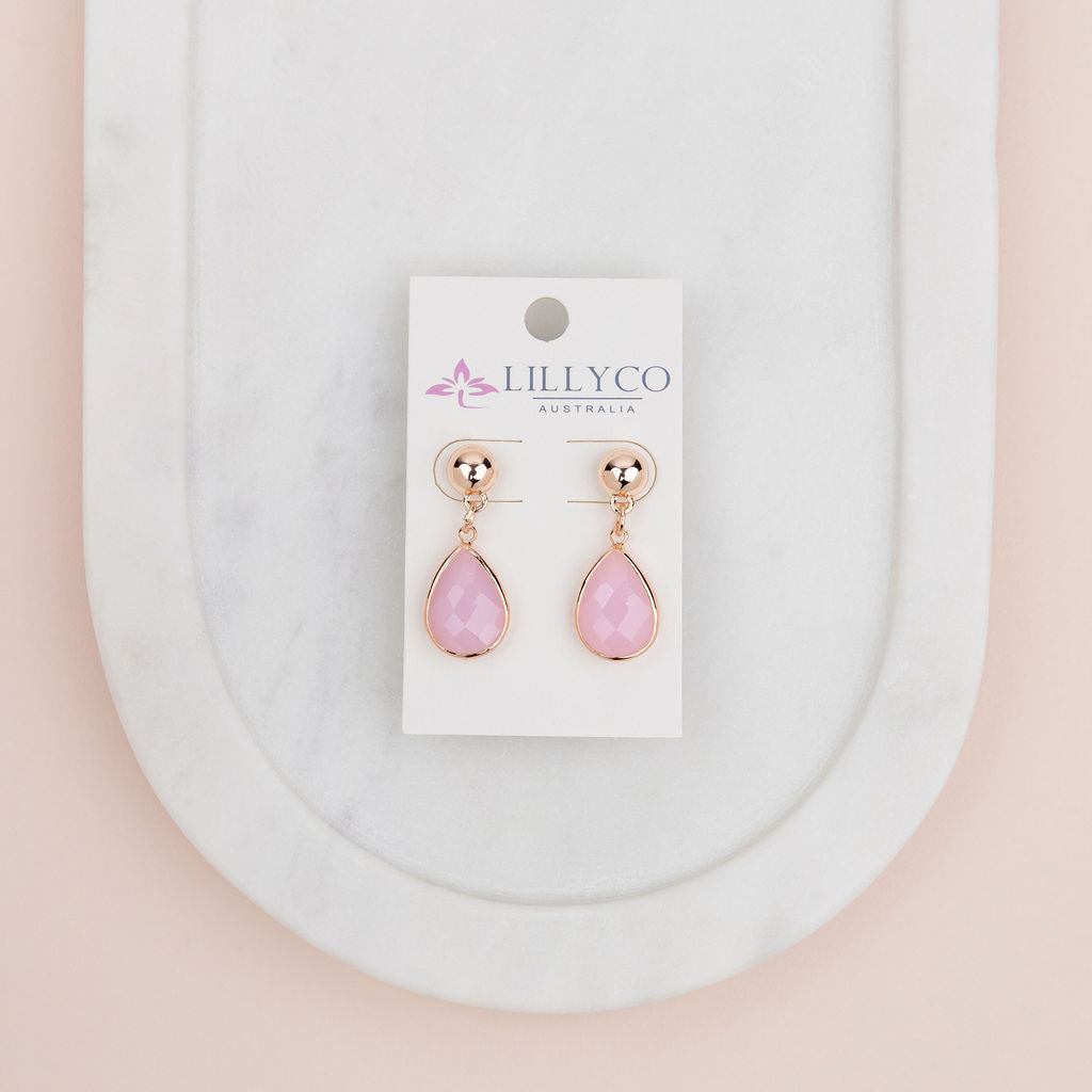 Rose Gold Pink Drop Earring