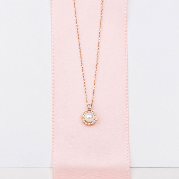 Fine | Short Rose Gold Pearl & Crystal Necklace