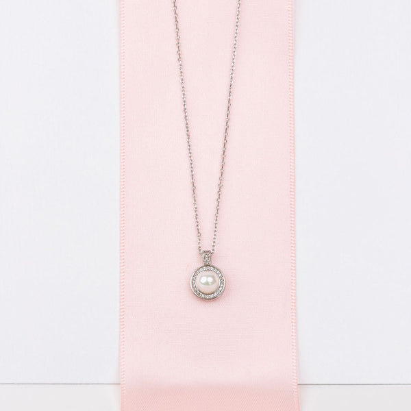 Fine | Short Silver Pearl & Crystal Necklace