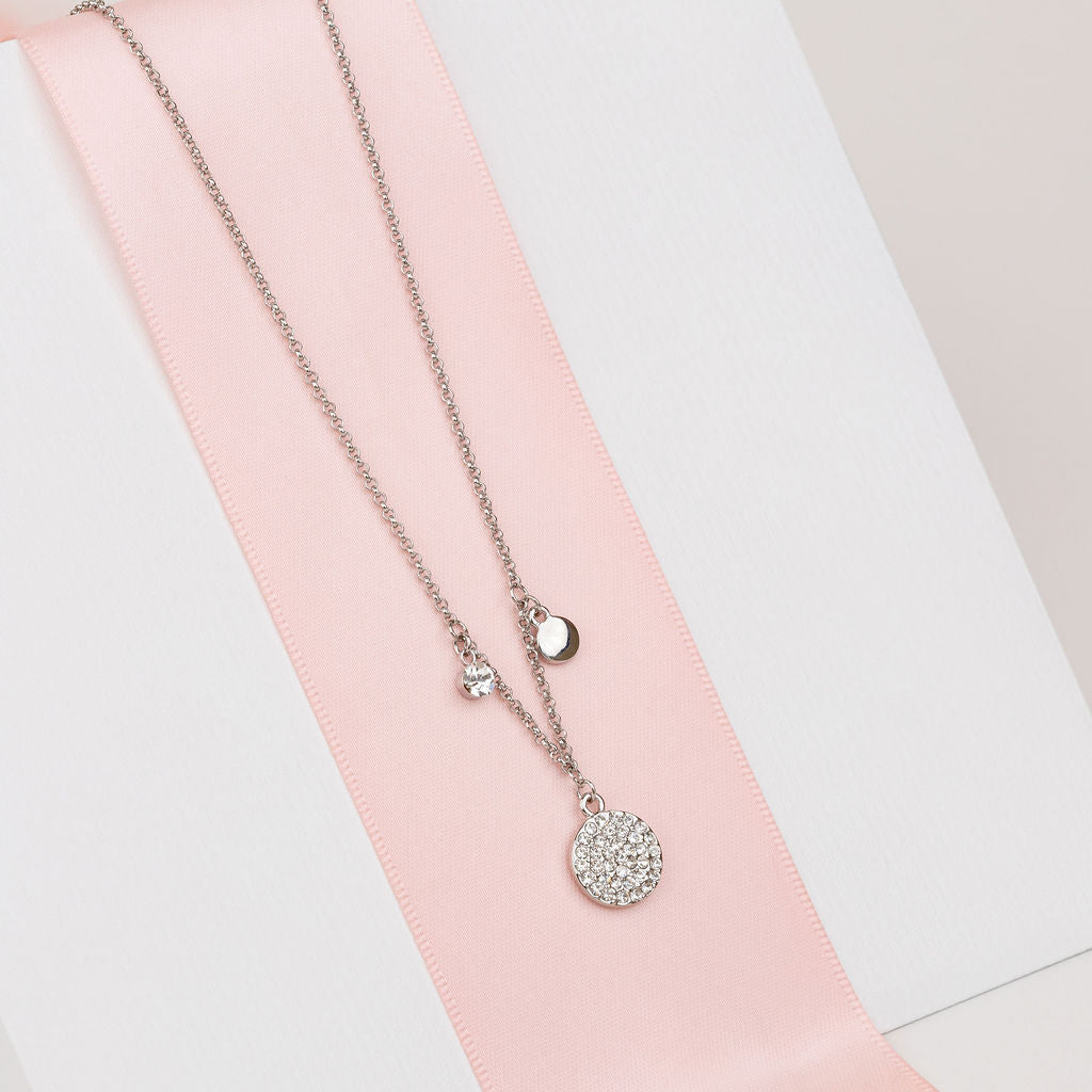 Fine | Short Silver Crystal & Charms Necklace