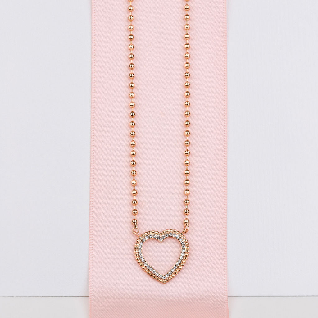 Fine | Short Rose Gold Heart Necklace