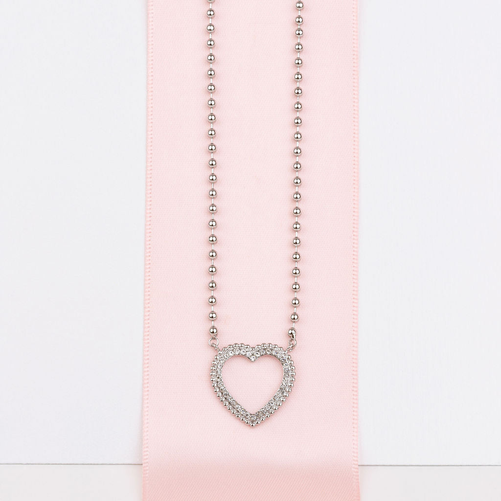 Fine | Short Silver Heart Necklace