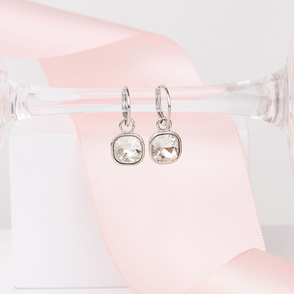 Fine | Silver Square CZ Earring