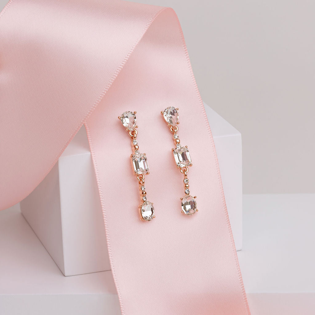 Fine | Rose Gold Crystal Drop Earring