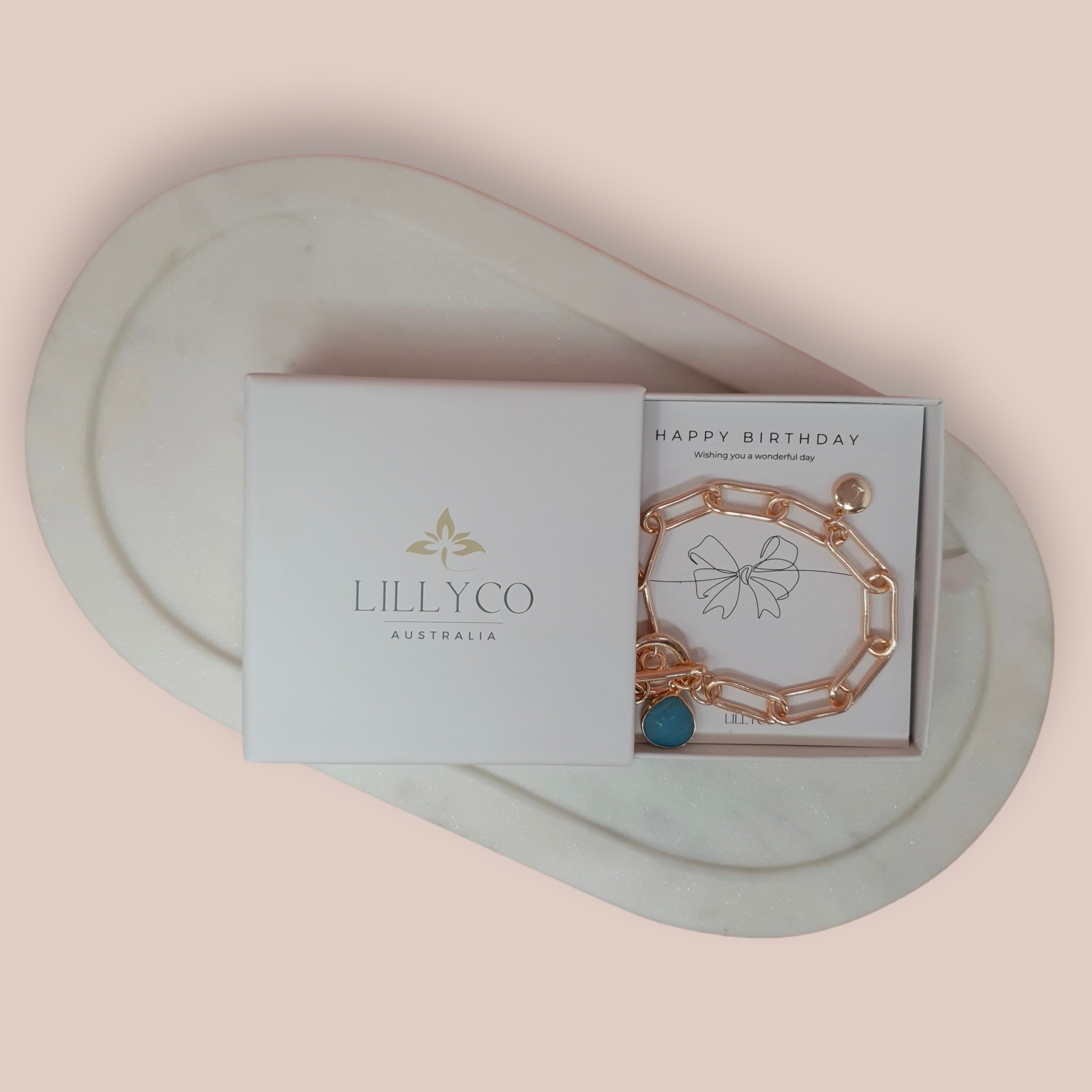 JEWELLERY GIFT BOX | Happy Birthday #1 Boxed Rose Gold Bracelet