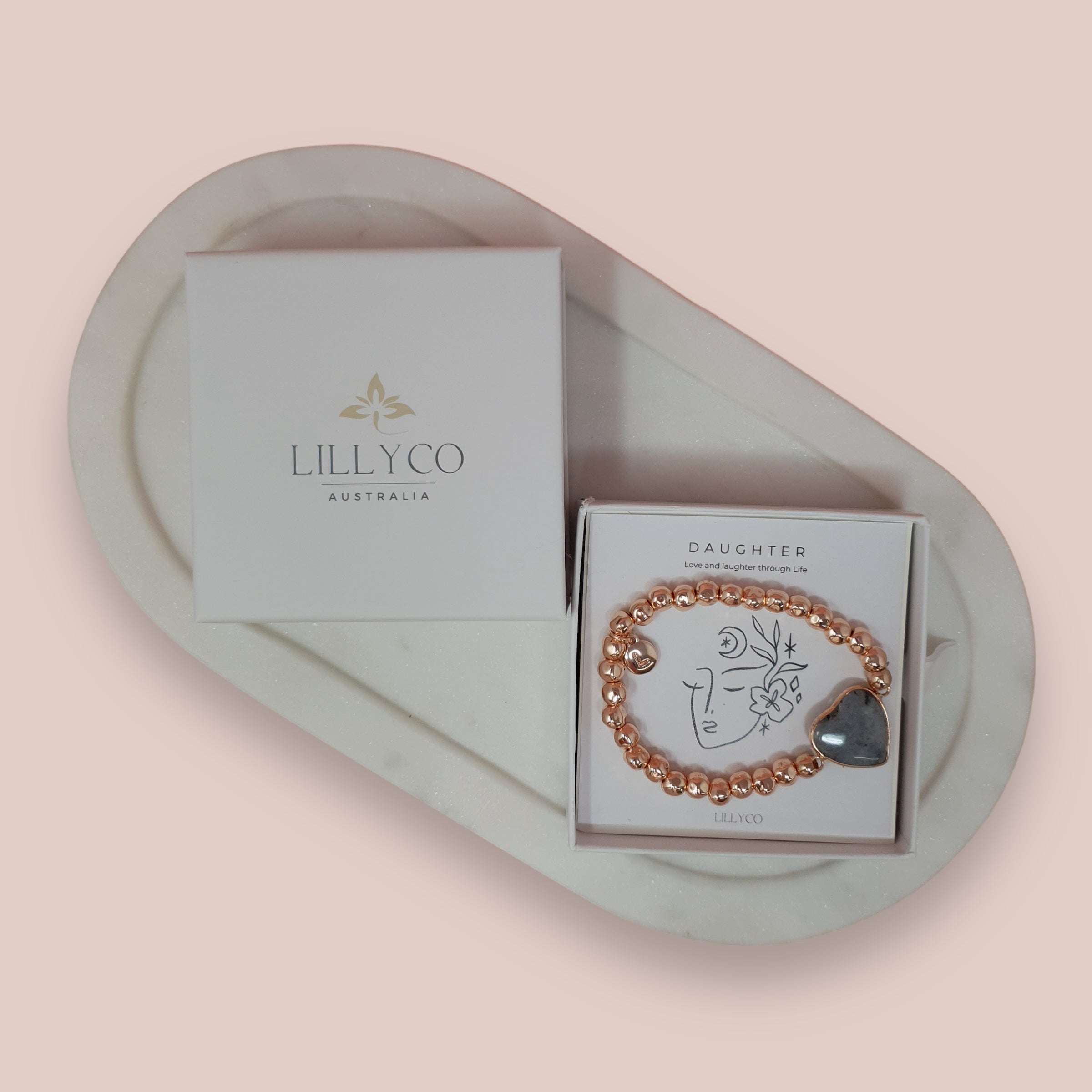 JEWELLERY GIFT BOX | Daughter Boxed Grey Stone Bracelet