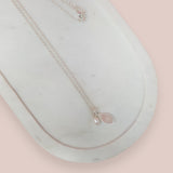 Silver Pink Stone + Pearl Long Necklace