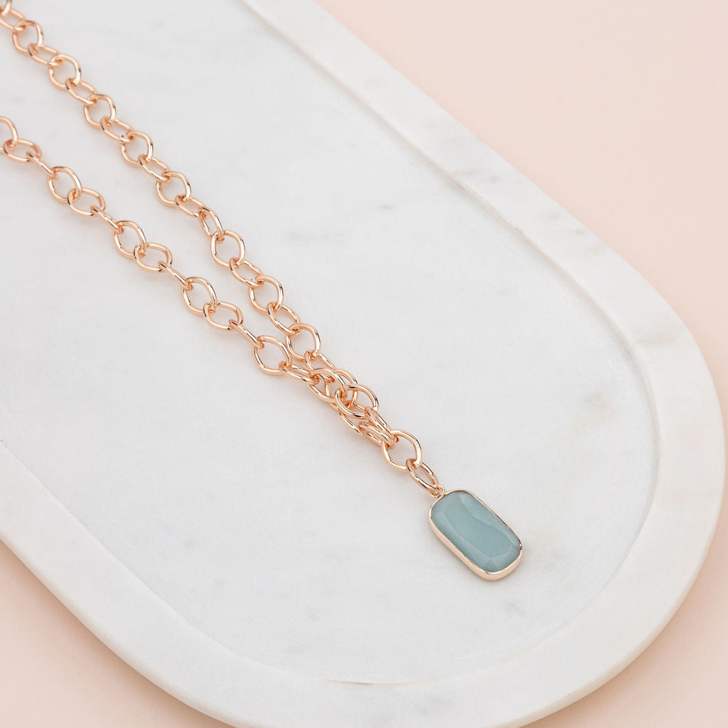 SHORT | Turquoise Stone Pendant Necklace