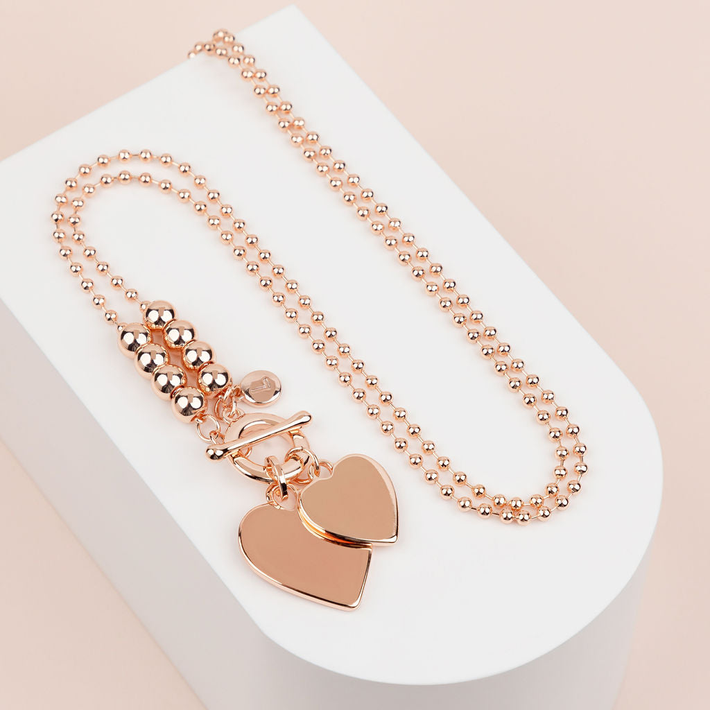 Rose Gold 2 Heart Necklace