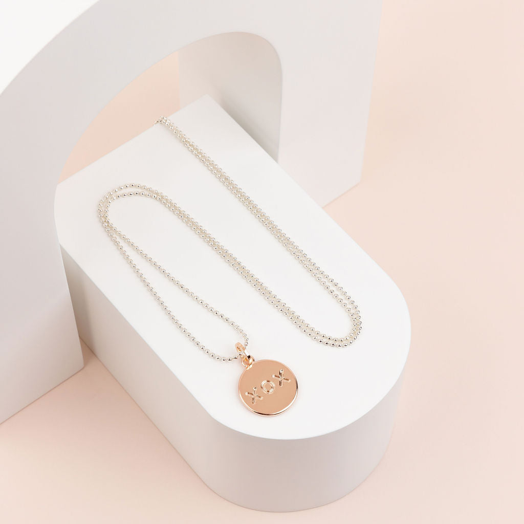 Silver & Rose Gold XOX Long Necklace