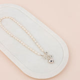 LIMITED EDITION | SHORT | Silver Heart on Freshwater Pearl Necklace