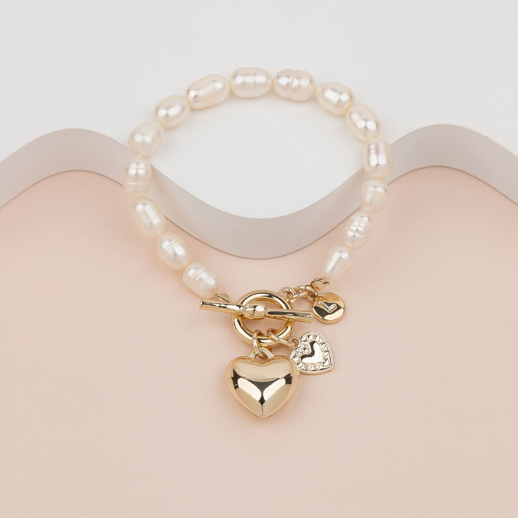LIMITED EDITION | Gold Heart Freshwater Pearls Bracelet