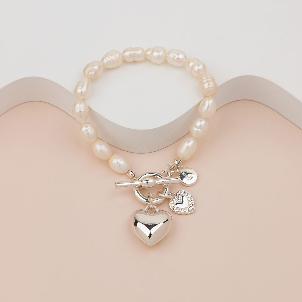 LIMITED EDITION | Silver Heart on Freshwater Pearl Bracelet