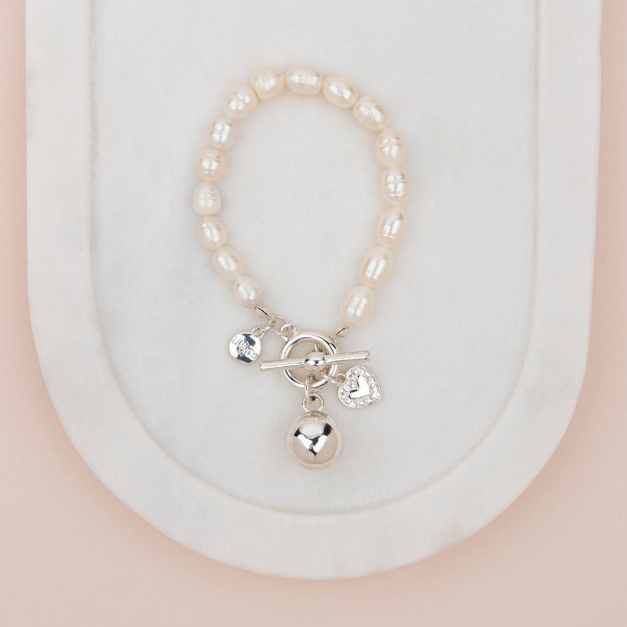 LIMITED EDITION | Silver Ball on Freshwater Pearl Bracelet