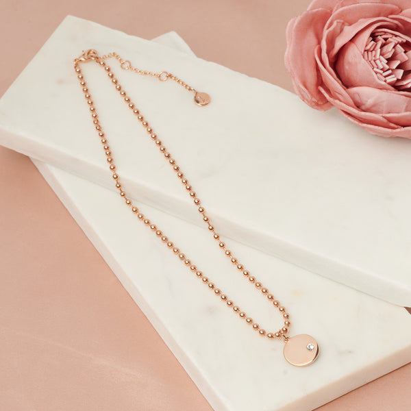 Fine | Short Rose Gold Disc Necklace