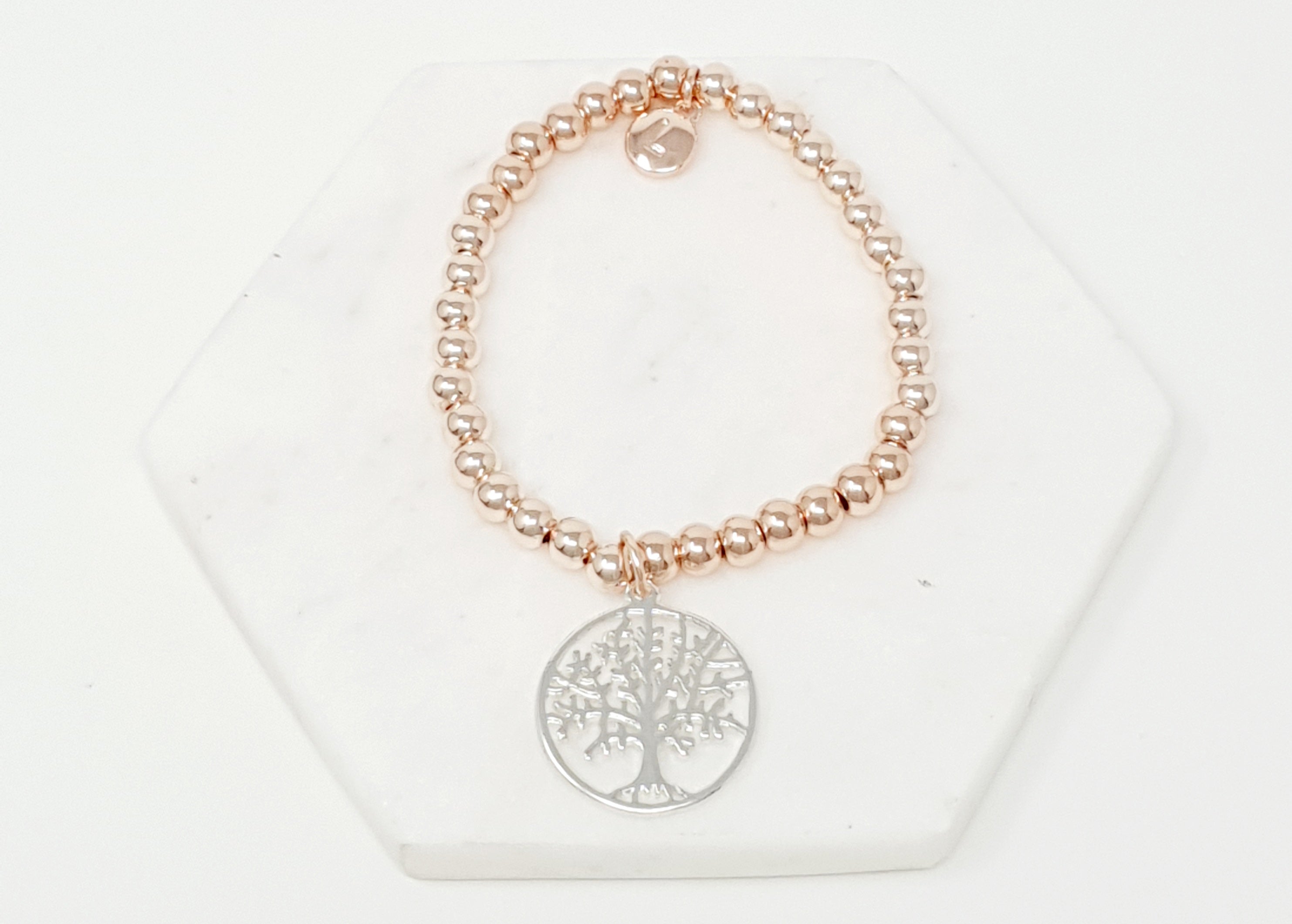 Mixed Rose Gold & Silver Tree Pendant Bracelet