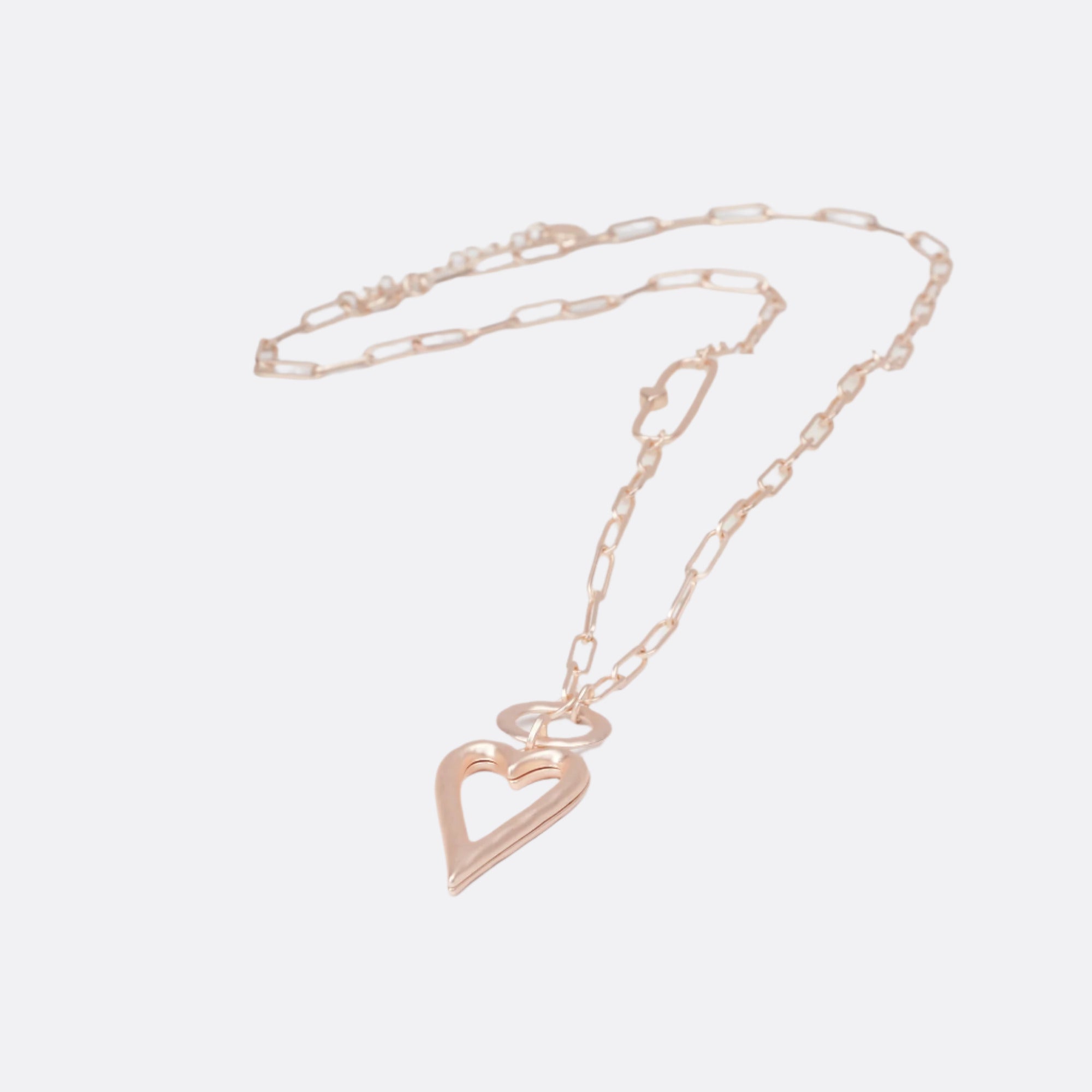 Rose Gold Matt Open Heart Necklace