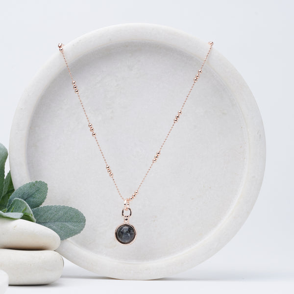 SHORT | Rose Gold & Black Stone Necklace