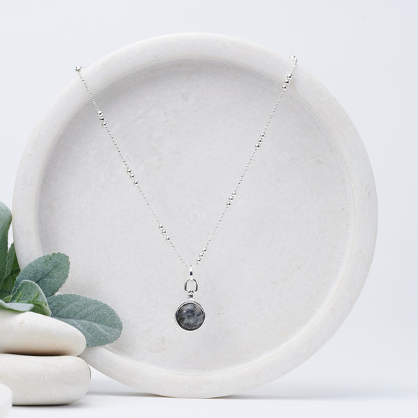 SHORT | Silver & Black Stone Necklace