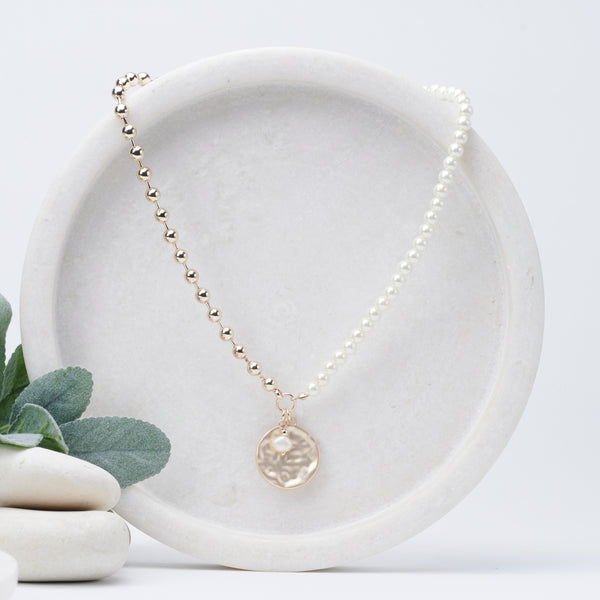 SHORT | Gold Pearl Ball Necklace