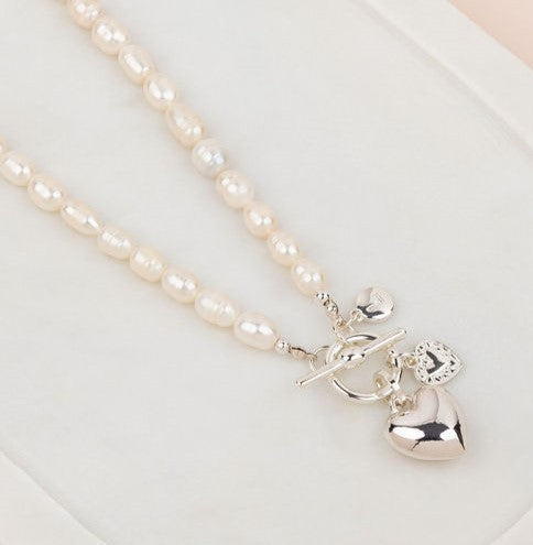 Limited Edition | SHORT | Silver Heart Freshwater Pearl Necklace