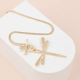 Light Gold Matt Large Dragonfly Pendant Necklace