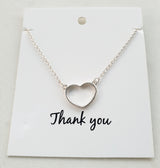 SHORT | Silver Heart Necklace on a THANK YOU Card.