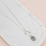 Grey Quartz on silver Long Necklace