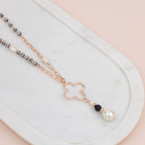 LAST ONE | Rose Gold Flower Drop Pearl Necklace
