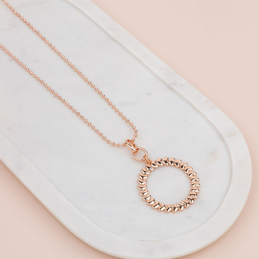 Rose Gold Heart Ring Long Necklace