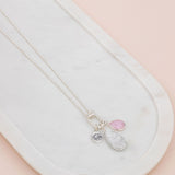 Silver Pink & Howlite Charm Adjustable Necklace