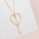 Rose Gold Heart, Pearl & Howlite Stone Necklace